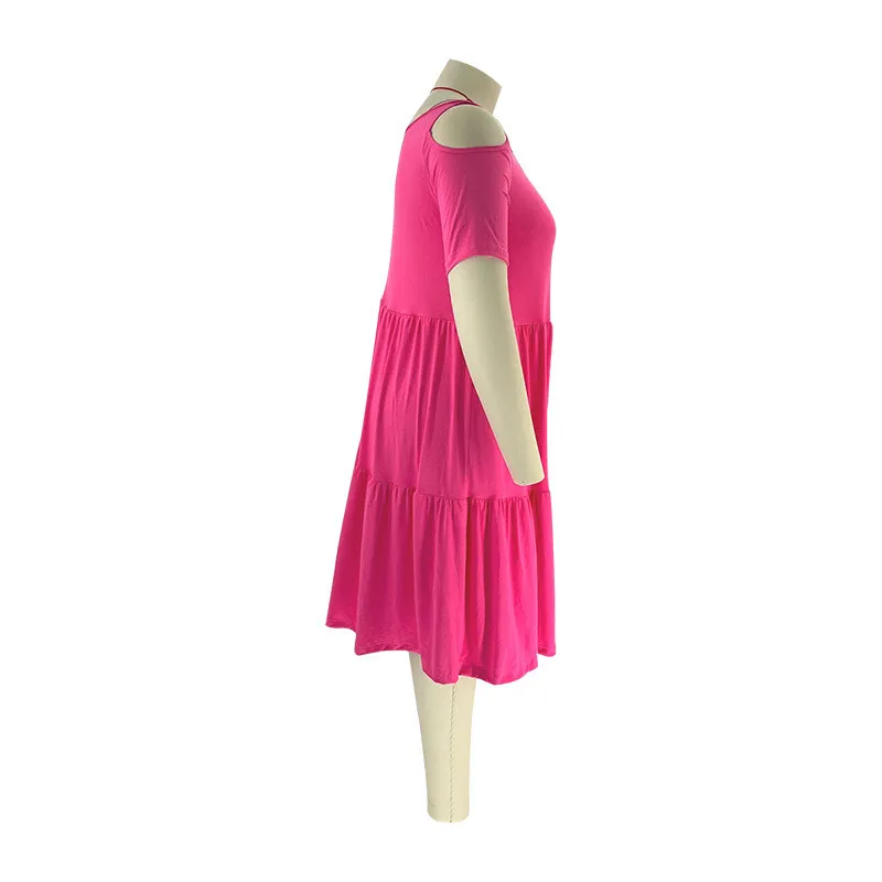 Summer Sexy Solid Round Neck Cutout Short Sleeve Plus Size Women Clothes Fashion Casual Dress 11 Summer Sexy Solid Round Neck Cutout Short Sleeve Plus Size Women Clothes Fashion Casual Dress - Image 9