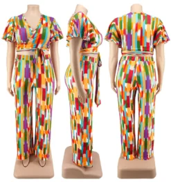 Plus Size Women's Spring Short Sleeve Top And Pants Set -Plus Size Dresses Shop 23c80329508a9420