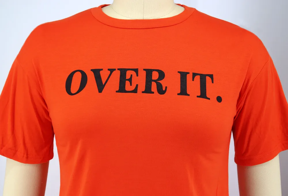 Women's Fashion Letter Ruber Print Solid Round Neck Short Sleeve Shorts Casual Women's Tracksuit 16 Women's Fashion Letter Ruber Print Solid Round Neck Short Sleeve Shorts Casual Women's Tracksuit - Image 14