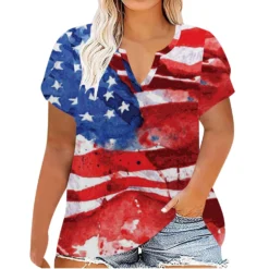 Plus Size Women Printed Summer Short Sleeve V-Neck T-Shirt -Plus Size Dresses Shop 249d412afce05c72