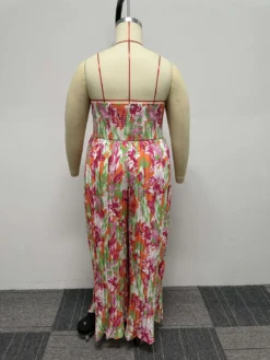 Sexy Strapless Print Plus Size Elasticized Wide Leg Pleated Plus Size Jumpsuit -Plus Size Dresses Shop 24dafb47f08da956