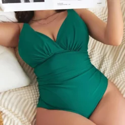 Plus Size Women Bikini One-piece Suspender Solid Swimsuit -Plus Size Dresses Shop 252a57153cafdede