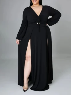 Women's Sexy Long Sleeve Slit Plus Size Dress 8 Women's Sexy Long Sleeve Slit Plus Size Dress -Plus Size Dresses Shop 252bdc7ff2e147ec