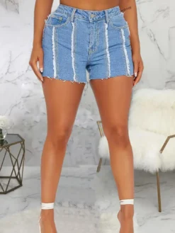 Plus Size Women Summer Tassel Stretch Denim Shorts -Plus Size Dresses Shop 254a3844de478e99