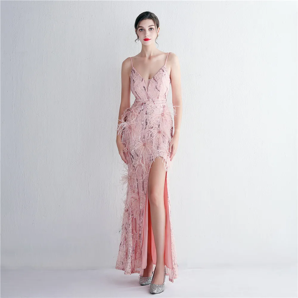 Long Sequins Plus Size Fat Size Beauty Formal Party Evening Dress 5 Long Sequins Plus Size Fat Size Beauty Formal Party Evening Dress - Image 3