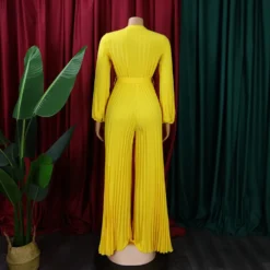 Summer V-Neck Sexy Lace-Up Pleated Wide Leg Plus Size Jumpsuit -Plus Size Dresses Shop 25d66ebdcf6a77e3