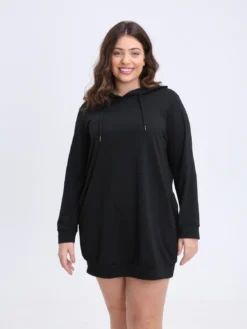 Plus Size Women's Solid Color Long Casual Hoodies