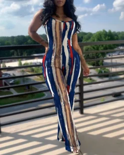 Women's Spring And Summer Fashion Print Suspenders Jumpsuit -Plus Size Dresses Shop 2664ac33cda0098b