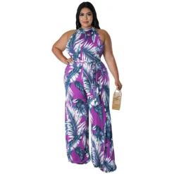 Plus Size Women Holidays Casual Print Sleeveless Jumpsuit -Plus Size Dresses Shop 279e52459cbe4957