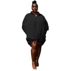 Solid Long Sleeve Loose Drawstring Shirt Plus Size Dress 13 Solid Long Sleeve Loose Drawstring Shirt Plus Size Dress -Plus Size Dresses Shop 27c229a079f2de4a