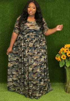 Fashion Plus Size Women's Summer Print Mesh Loose Swing Dress -Plus Size Dresses Shop 28cfef30d58b7ebb