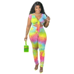 Plus Size Women's Tie Dye Gradient Print Tied Sexy Two Piece Pants Set 13 Plus Size Women's Tie Dye Gradient Print Tied Sexy Two Piece Pants Set -Plus Size Dresses Shop 29518f9fe87dd255
