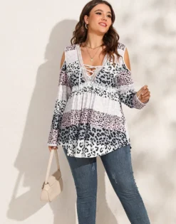 Summer Plus Size Women's V-Neck Leopard Top -Plus Size Dresses Shop 29d367403e1a69e7