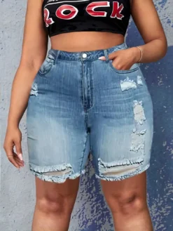 Summer Ripped Denim Shorts Stretch Plus Size Pants -Plus Size Dresses Shop 2a40357b9d4e0f6e