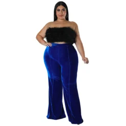 Plus Size Women Winter High Waist Velvet Bootcut Pants -Plus Size Dresses Shop 2a4561dc7d85ec3e