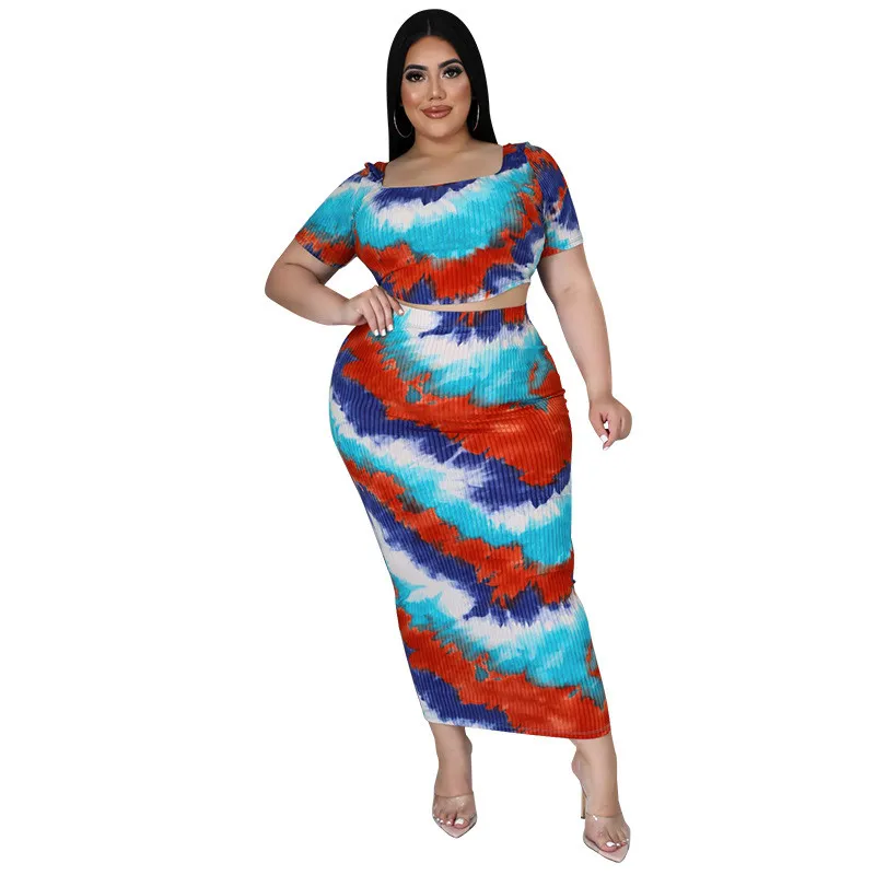 Plus Size Women's Autumn Polyester+Spandex Digital Printing Two-piece Set 5 Plus Size Women's Autumn Polyester+Spandex Digital Printing Two-piece Set - Image 3