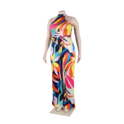 Sexy Print Halter Neck Sleeveless Jumpsuit -Plus Size Dresses Shop 2bd623f1d7722e09