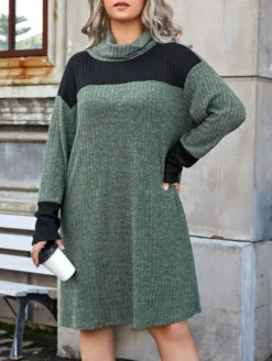 Plus Size Women High Neck Knitting Color Block Loose Casual Dress 16 Plus Size Women High Neck Knitting Color Block Loose Casual Dress -Plus Size Dresses Shop 2c1151b9a8ed776a