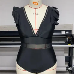 Plus Size Women Solid Mesh One Piece Swimwear -Plus Size Dresses Shop 2c379310ab7a6c25