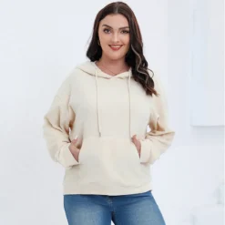 Plus Size Autumn And Winter Long Sleeve Solid Loose Fleece Hoodies -Plus Size Dresses Shop 2c600437759996e6