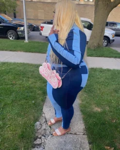 Plus Size Women Colorblock Top And Pant Casual Two-piece Set -Plus Size Dresses Shop 2d6faa6a0a1e954e