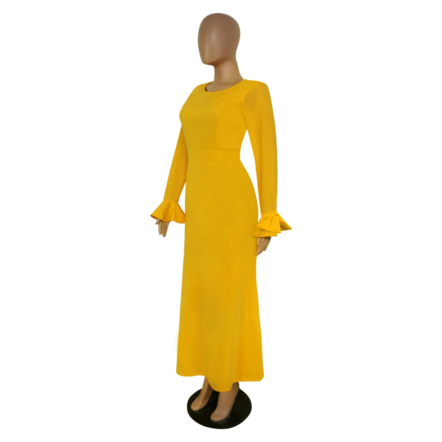 Women's Round Neck Long Sleeve Mesh Patchwork Maxi Dress Solid Plus Size Dress 13 Women's Round Neck Long Sleeve Mesh Patchwork Maxi Dress Solid Plus Size Dress - Image 11