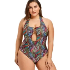 Plus Size Women Printed Backless One Piece Swimwear -Plus Size Dresses Shop 2e4501ec518ce95e