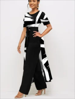 Plus Size Women Printed Patchwork Short Sleeve Round Neck Jumpsuit -Plus Size Dresses Shop 2e55d51f00822fe4