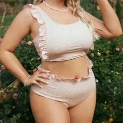 Polka Dot Print Ruffled Two Piece Plus Size Swimsuit 11 Polka Dot Print Ruffled Two Piece Plus Size Swimsuit -Plus Size Dresses Shop 2e924e7e6a4ce438