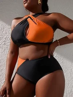 Plus Size Women Color Block Two Pieces Swimwear 16 Plus Size Women Color Block Two Pieces Swimwear -Plus Size Dresses Shop 2ec75fdd85227dd2