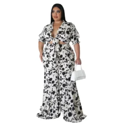 Women's Lace-Up Printed Two-Piece Suit Wide Leg Pants Plus Size 31 Women's Lace-Up Printed Two-Piece Suit Wide Leg Pants Plus Size -Plus Size Dresses Shop 2edb8ca4472a62ad
