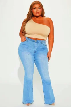 Summer Plus Size Women Embroidered Stretch Bell Bottom Denim Trousers -Plus Size Dresses Shop 2ee90da9c0336e2f