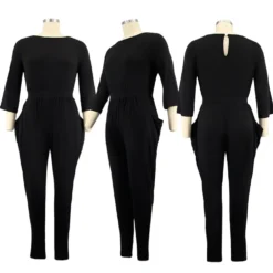 Autumn/Winter Solid Color Half Sleeve Round Neck Casual Home Ladies Jumpsuit -Plus Size Dresses Shop 2f99487d46edbf38