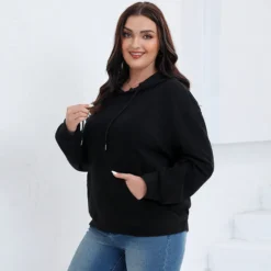 Plus Size Autumn And Winter Long Sleeve Solid Loose Fleece Hoodies -Plus Size Dresses Shop 30c250c841031a5e