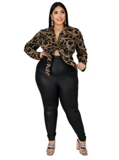 Plus Size Women Leopard Tie Shirt -Plus Size Dresses Shop 33a2c84eea999c45