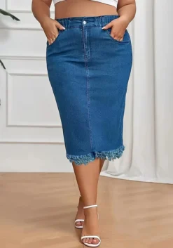 Plus Size Tassel Stretch Denim Skirt -Plus Size Dresses Shop 346982597350b8b7