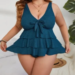 Plus Size Solid Color V-Neck Sexy Two Piece Swimsuit -Plus Size Dresses Shop 34761ed61eb1f5ca