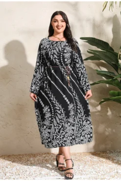 Chic Elegant Printed Loose Long Sleeve Plus Size Dress 13 Chic Elegant Printed Loose Long Sleeve Plus Size Dress -Plus Size Dresses Shop 34e02d0d1d6b7b0a