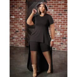 Plus Size Women Casual Solid Top And Shorts Casual Two-piece Set 17 Plus Size Women Casual Solid Top And Shorts Casual Two-piece Set -Plus Size Dresses Shop 35a0818922bd23d8