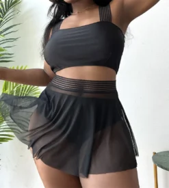Plus Size Women Solid Sexy Tank Top + Mesh Skirt Swimwear Two-piece Set -Plus Size Dresses Shop 35ceb750beb7fb9d