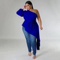 Women Style Irregular One Shoulder Long Sleeve Sexy Top -Plus Size Dresses Shop 367acb21069557d7