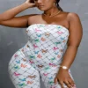 Printed Strapless Bodysuit Set -Plus Size Dresses Shop 368e6824de7b23b6