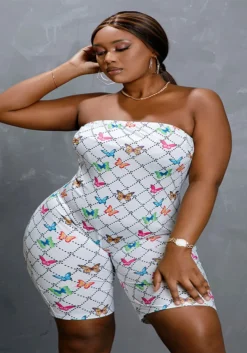 Printed Strapless Bodysuit Set