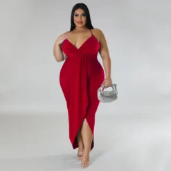Women'S Solid Straps Sleeveless V-Neck Party Dress -Plus Size Dresses Shop 37219793efffbb3d