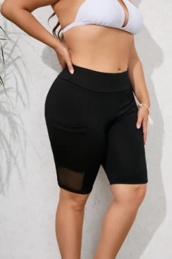 Plus Size Women Solid Swim Shorts