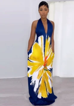 Sexy Print Plus Size Halter Neck Lace-Up Loose V Neck Maternity Dress -Plus Size Dresses Shop 38021b90e60ff3cc