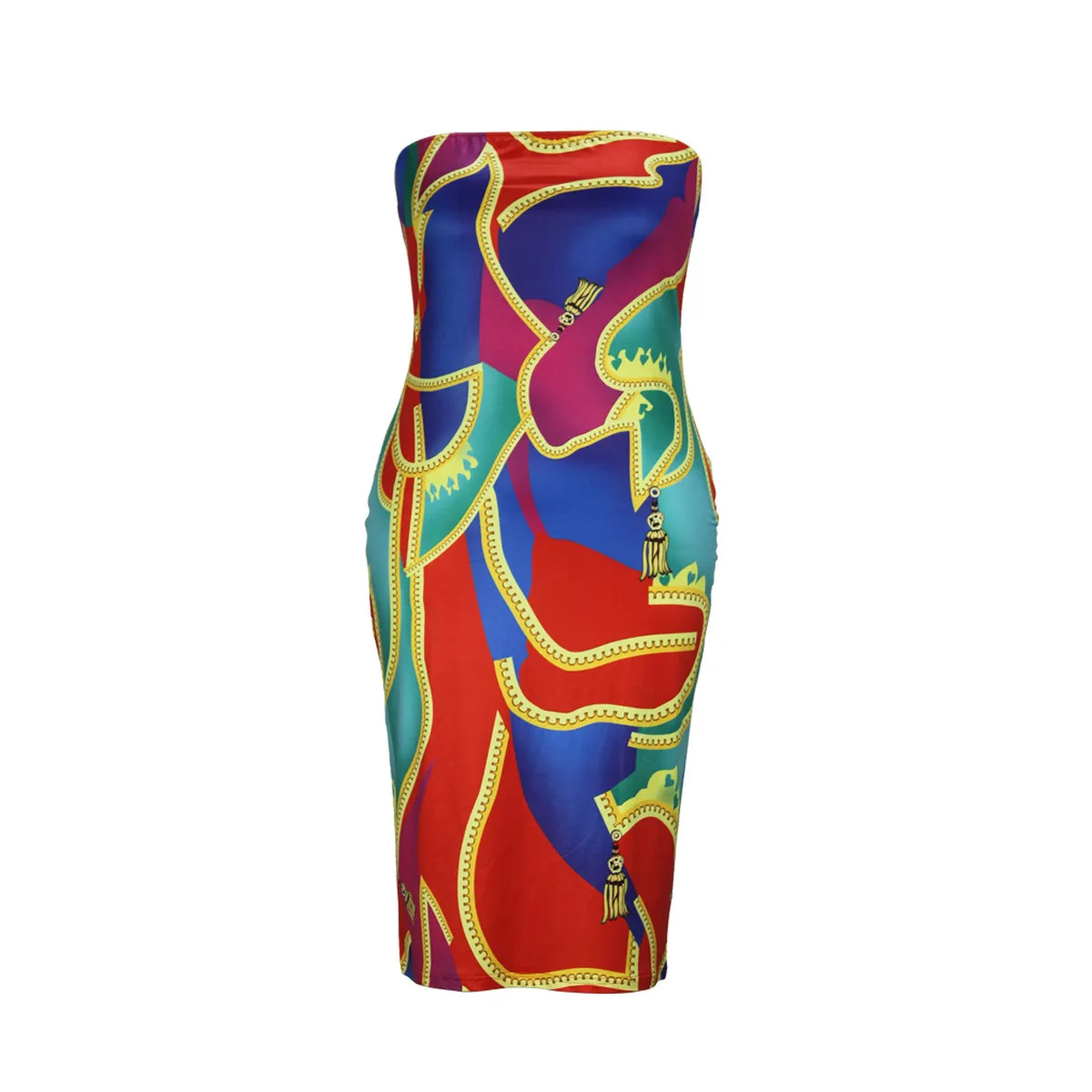 Plus Size Women's Fashion Spring/Fall Strapless Dress Long Coat Two-Piece Set 10 Plus Size Women's Fashion Spring/Fall Strapless Dress Long Coat Two-Piece Set - Image 8