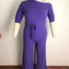 Summer Plus Size Purple Slash Shoulder Formal Jumpsuit