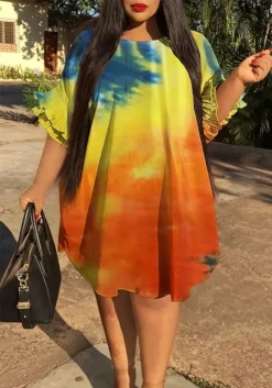 Tie Dye Printed Ruffle Short Sleeve Plus Size Dress 11 Tie Dye Printed Ruffle Short Sleeve Plus Size Dress -Plus Size Dresses Shop 392aa0c44b776d63
