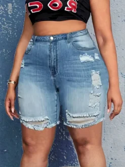 Summer Ripped Denim Shorts Stretch Plus Size Pants -Plus Size Dresses Shop 396428df20d6b5d5